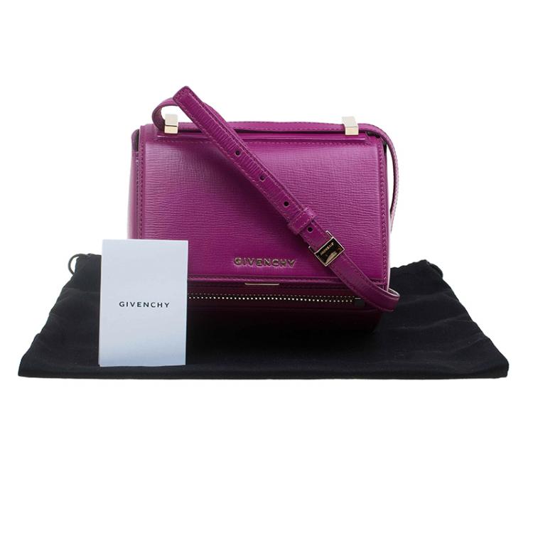 Pre Owned Givenchy Magenta Leather Mini Pandora Box Crossbody Bag