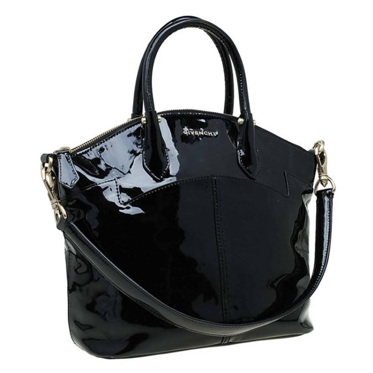 Pre Owned Givenchy Black Patent Leather Top Handle Bag