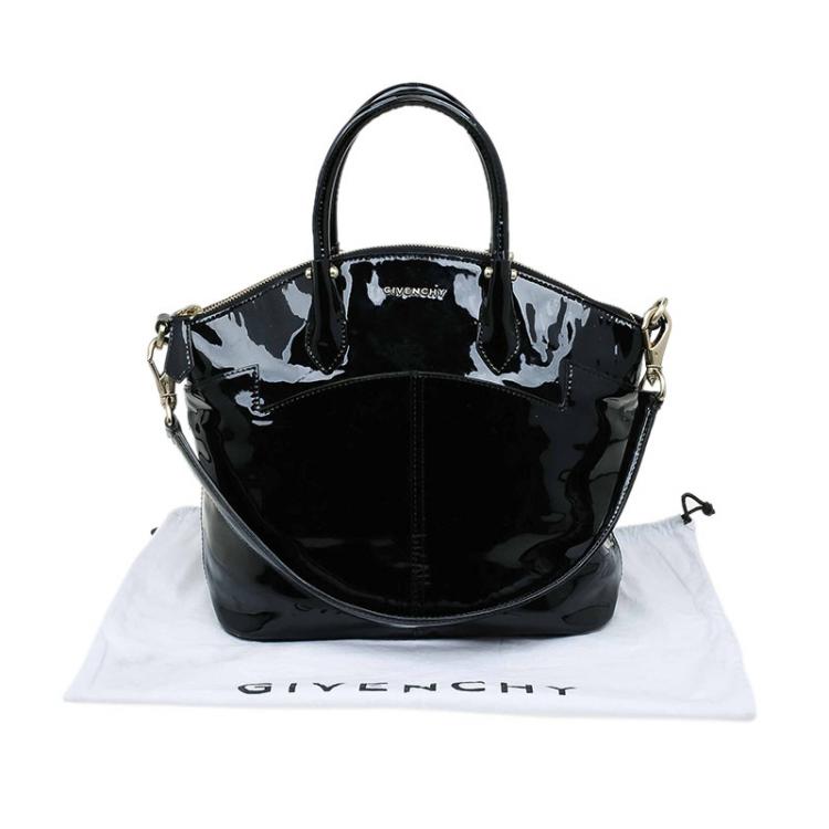 Pre Owned Givenchy Black Patent Leather Top Handle Bag