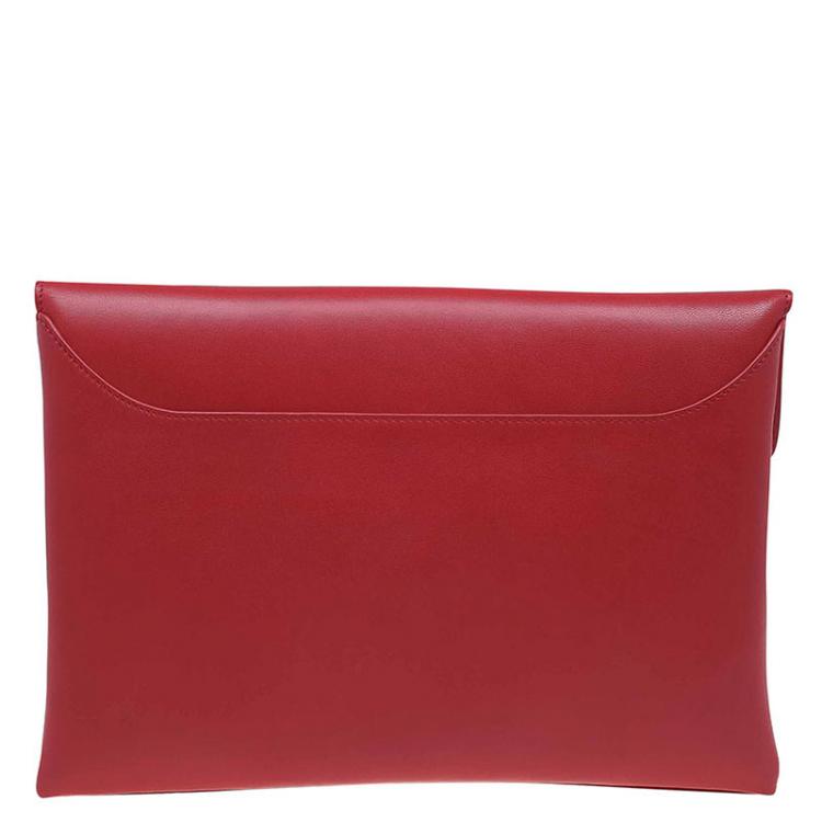 Pre Owned Givenchy Red Leather Medium Antigona Envelope Clutch