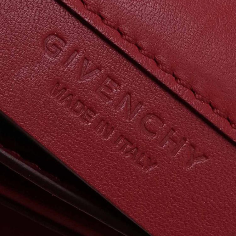 Pre Owned Givenchy Red Leather Medium Antigona Envelope Clutch