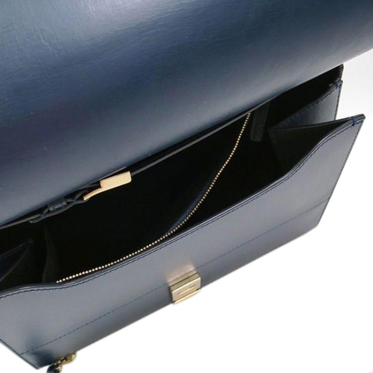 Pre Owned Givenchy Navy Blue Calfskin Pandora Box Crossbody Bag