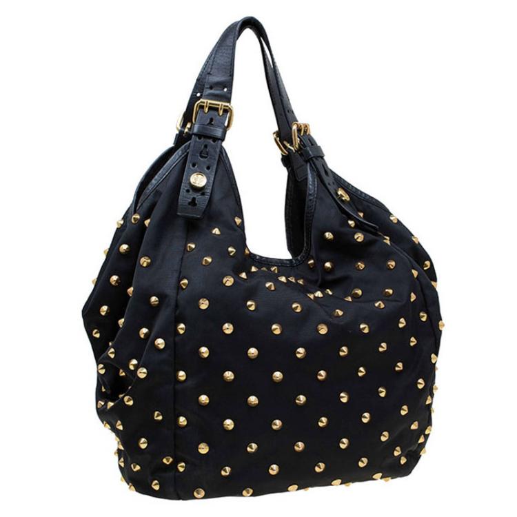 Pre Owned Givenchy Black Nylon Studded New Sacca Hobo