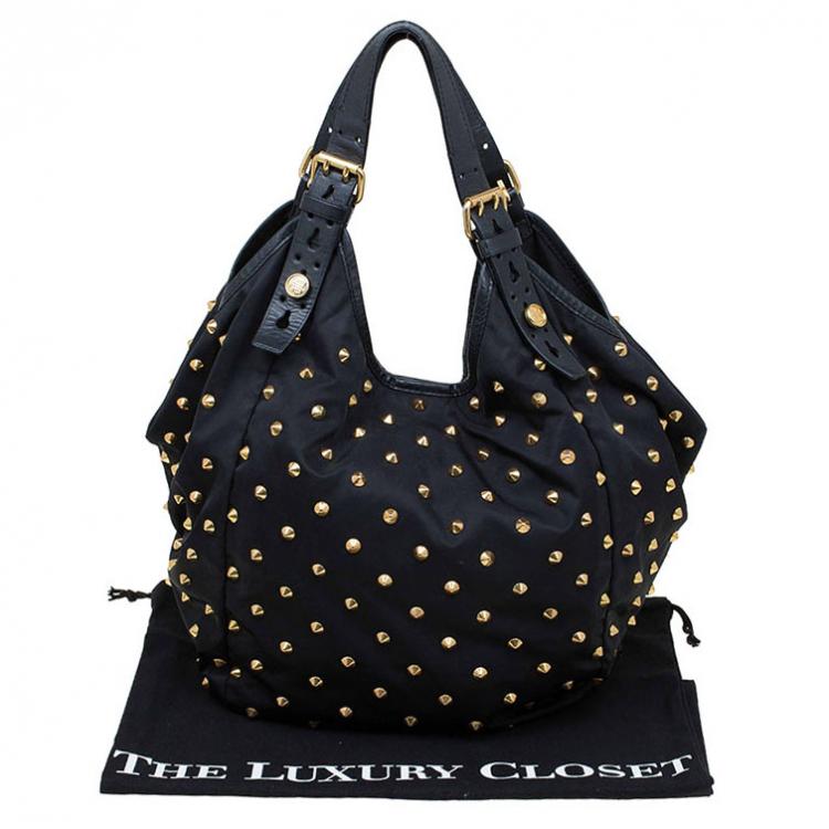 Pre Owned Givenchy Black Nylon Studded New Sacca Hobo
