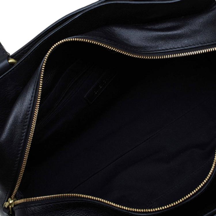 Pre Owned Givenchy Black Leather Button Snap Satchel