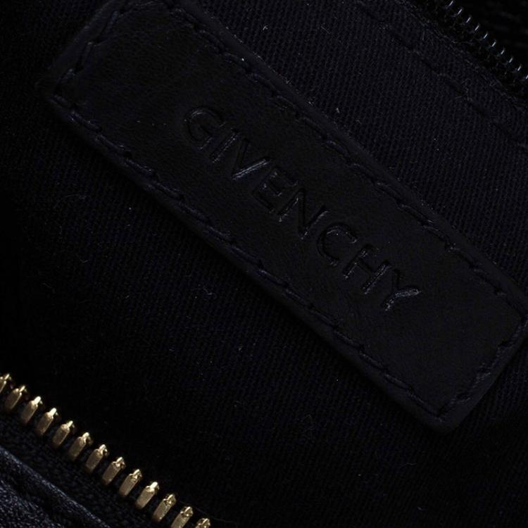 Pre Owned Givenchy Black Leather Button Snap Satchel