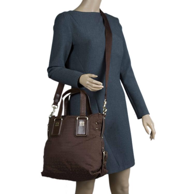Pre Owned Givenchy Brown Canvas Jacquard Top Handle Bag