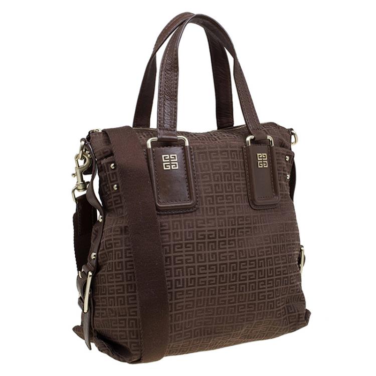 Pre Owned Givenchy Brown Canvas Jacquard Top Handle Bag