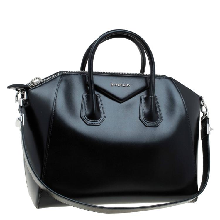 Pre Owned Givenchy Black Leather Medium Antigona Satchel