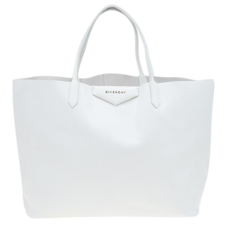 Pre Owned Givenchy White Leather Large Antigona Shopping Tote