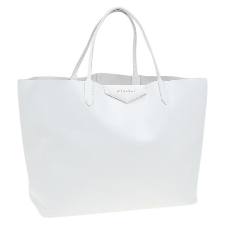 Pre Owned Givenchy White Leather Large Antigona Shopping Tote