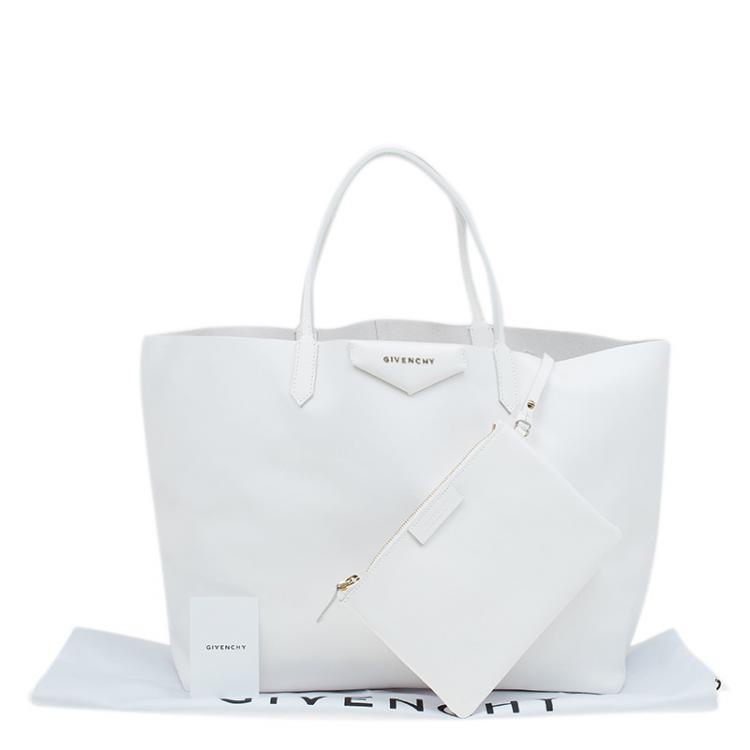 Pre Owned Givenchy White Leather Large Antigona Shopping Tote