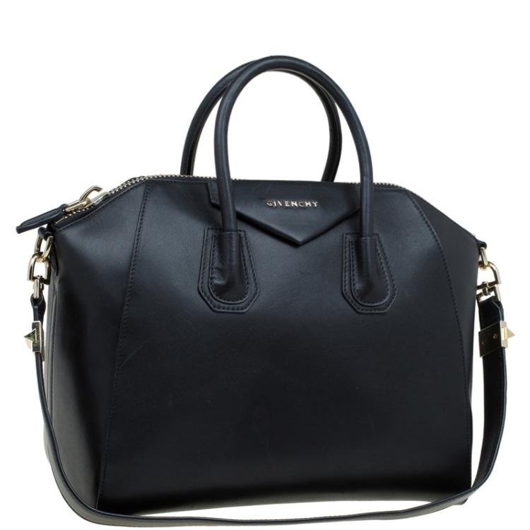 Pre Owned Givenchy Black Leather Medium Antigona Satchel
