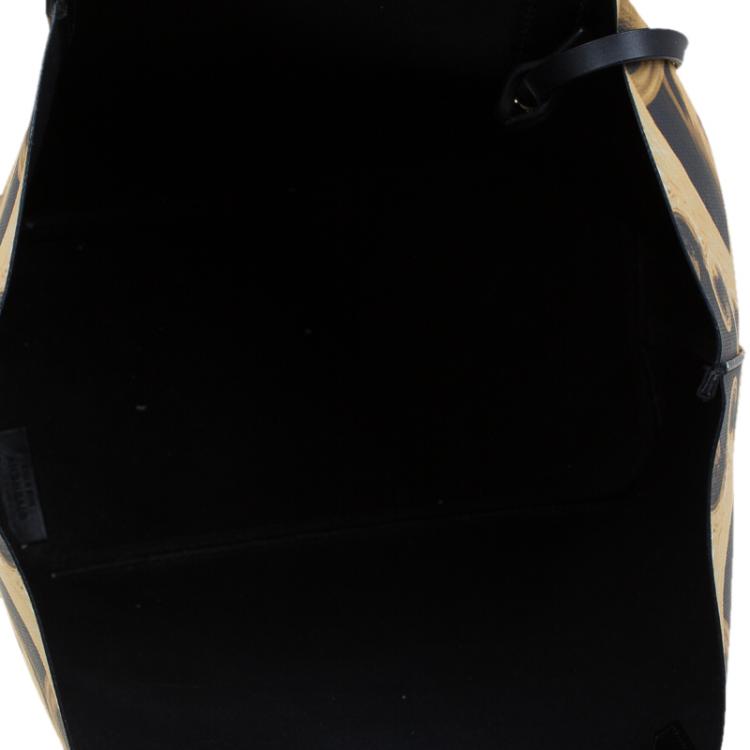 Pre Owned Givenchy Black/Yellow Flame Print Coated Canvas Antigona Shopping Tote