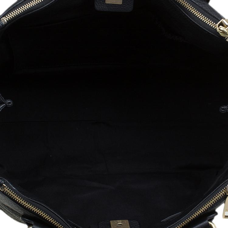 Pre Owned Givenchy Black Pebbled Leather Bugatti Satchel
