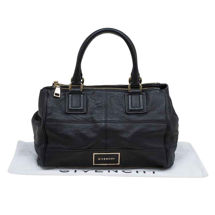 Pre Owned Givenchy Black Pebbled Leather Bugatti Satchel