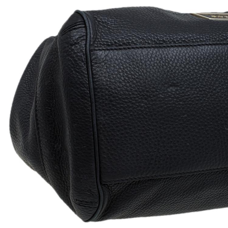 Pre Owned Givenchy Black Pebbled Leather Bugatti Satchel