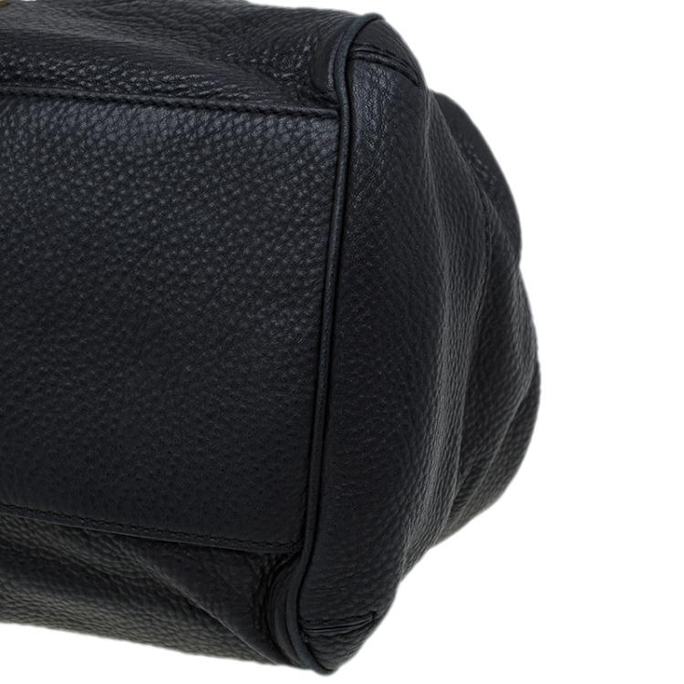 Pre Owned Givenchy Black Pebbled Leather Bugatti Satchel
