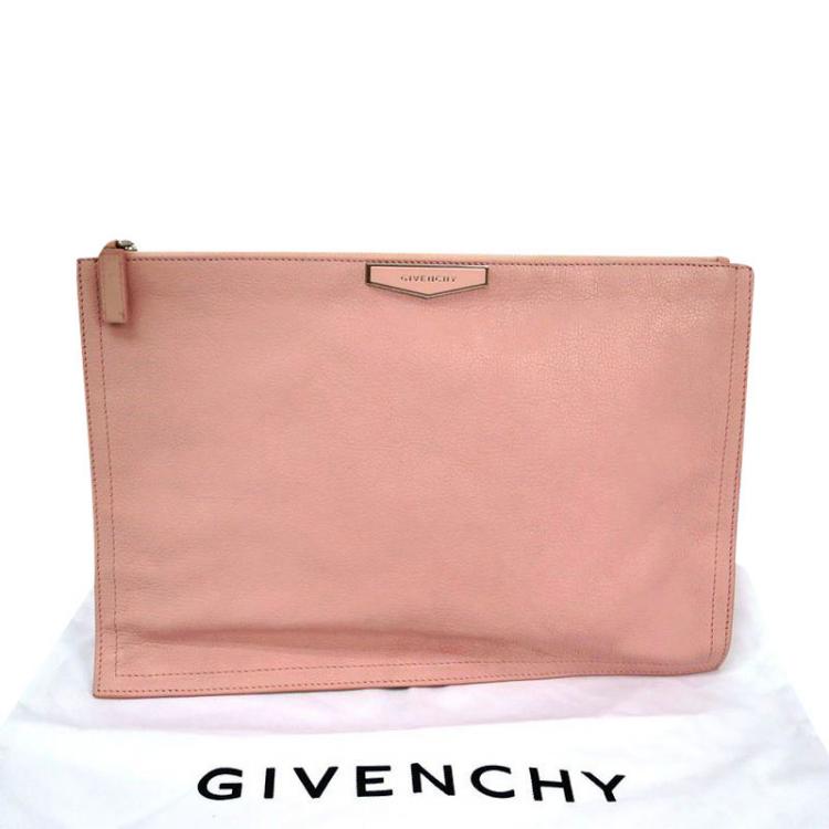 Pre Owned Givenchy Pink Leather Large Antigona Pouch