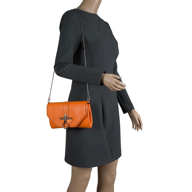 Pre Owned Givenchy Orange Leather Obsedia Shoulder Bag