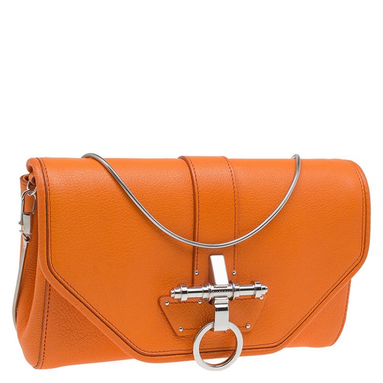 Pre Owned Givenchy Orange Leather Obsedia Shoulder Bag