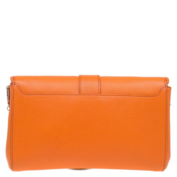 Pre Owned Givenchy Orange Leather Obsedia Shoulder Bag