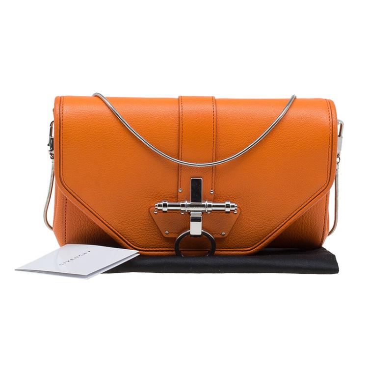 Pre Owned Givenchy Orange Leather Obsedia Shoulder Bag