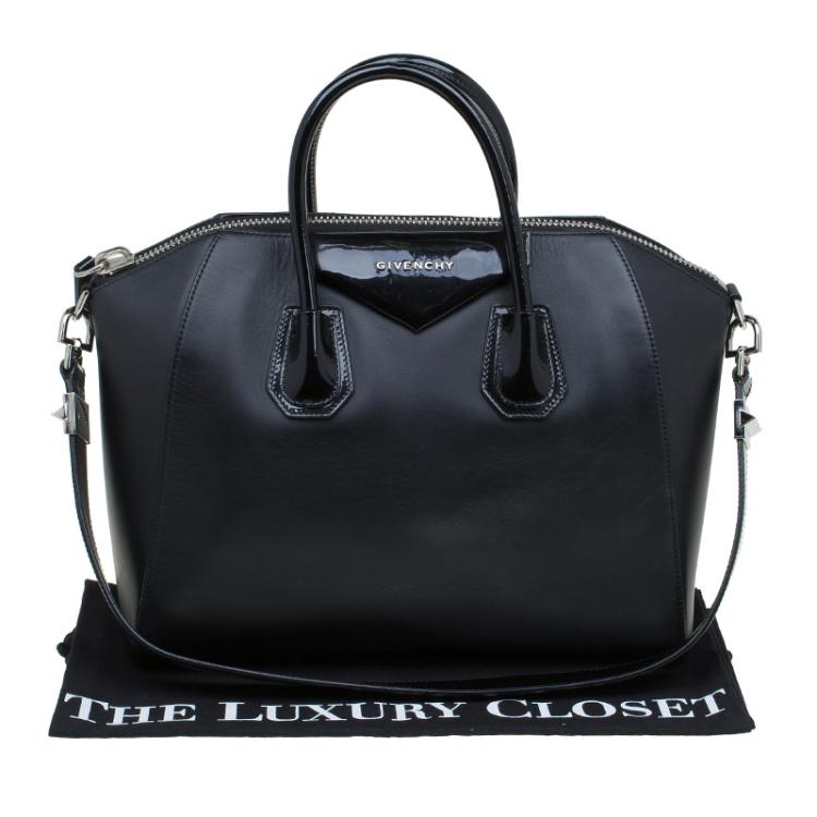 Pre Owned Givenchy Black Leather Medium Antigona Satchel