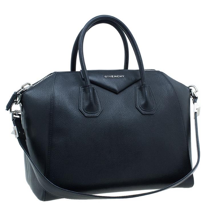 Pre Owned Givenchy Black Leather Medium Antigona Satchel