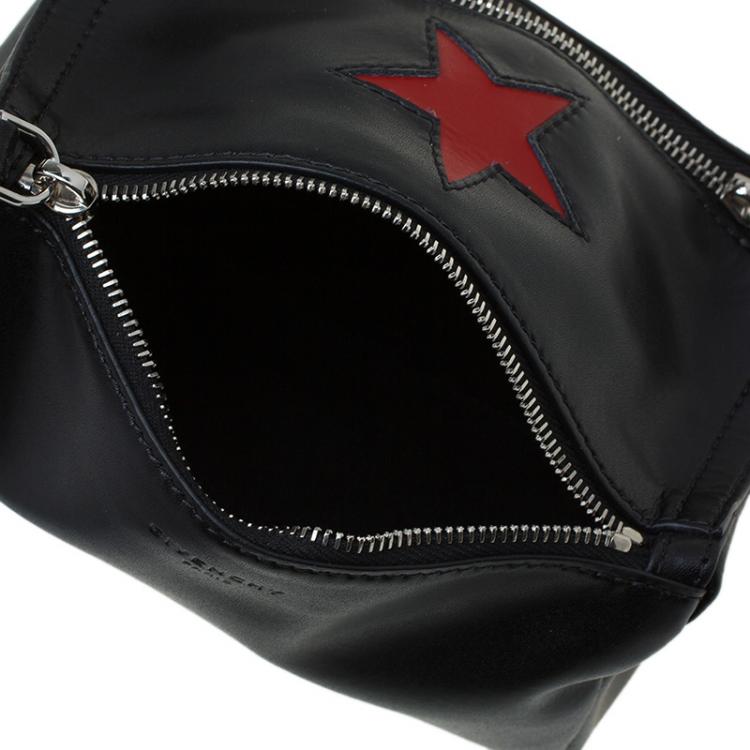 Pre Owned Givenchy Black Leather Pandora Star Wristlet Clutch