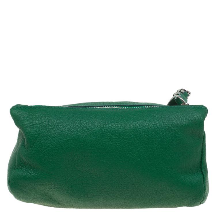 Pre Owned Givenchy Green Leather Pandora Wristlet Clutch