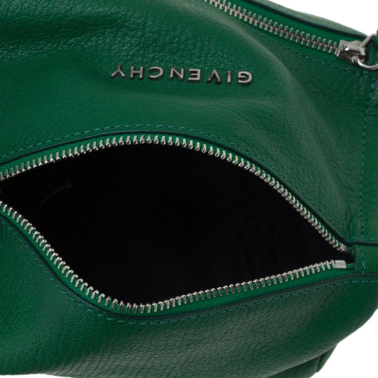 Pre Owned Givenchy Green Leather Pandora Wristlet Clutch