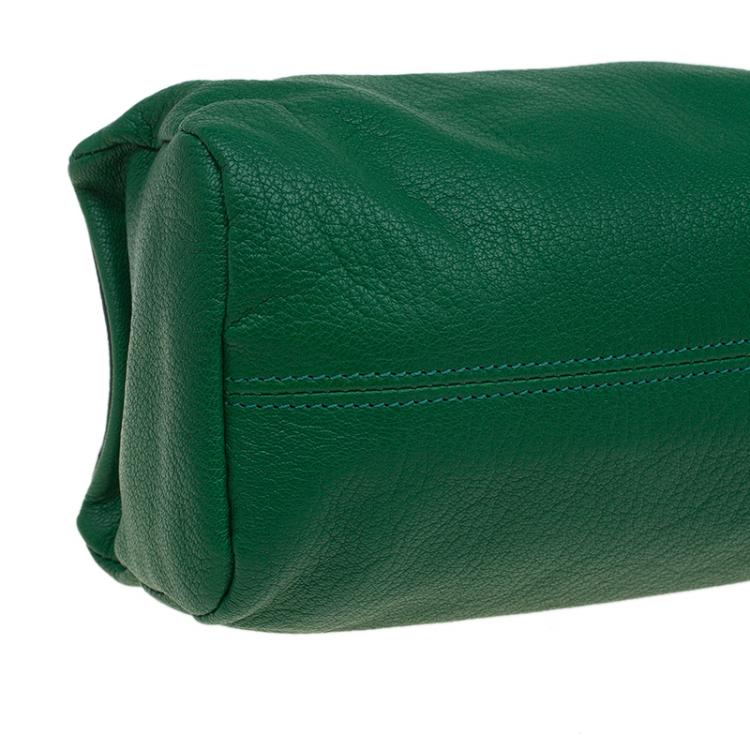 Pre Owned Givenchy Green Leather Pandora Wristlet Clutch