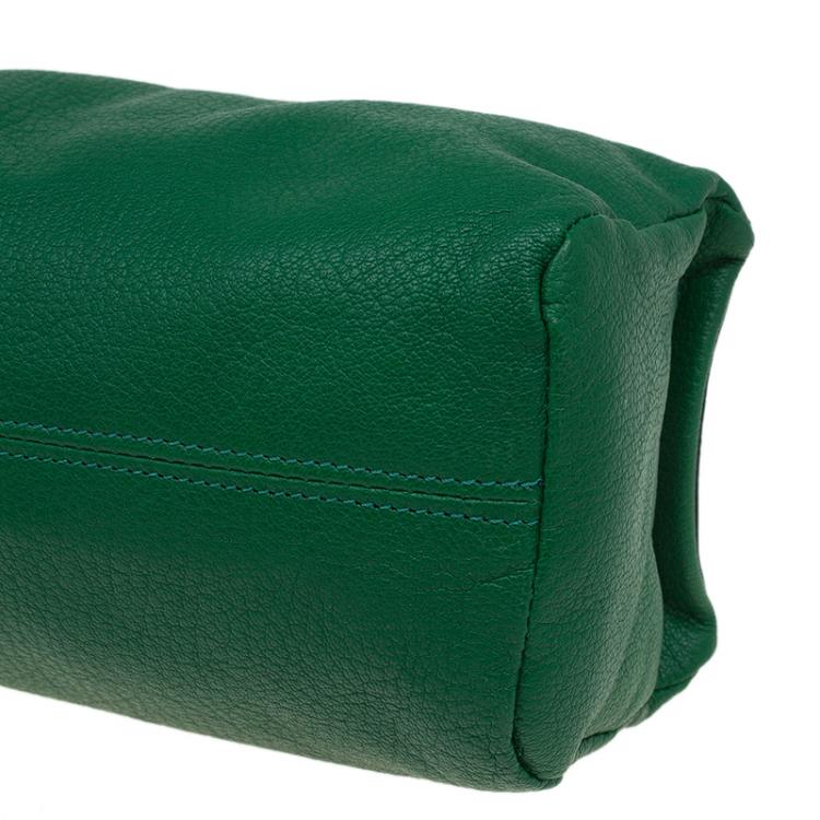 Pre Owned Givenchy Green Leather Pandora Wristlet Clutch