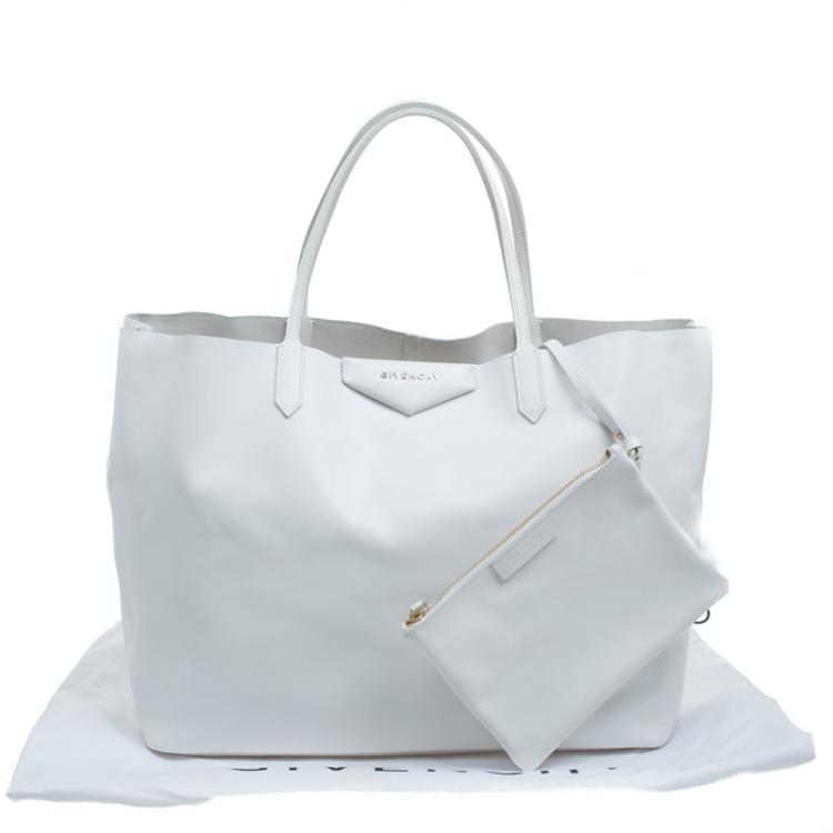 Pre Owned Givenchy White Leather Large Antigona Shopping Tote