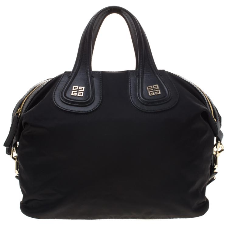 Pre Owned Givenchy Black Nylon and Leather Medium Studded Nightingale Tote