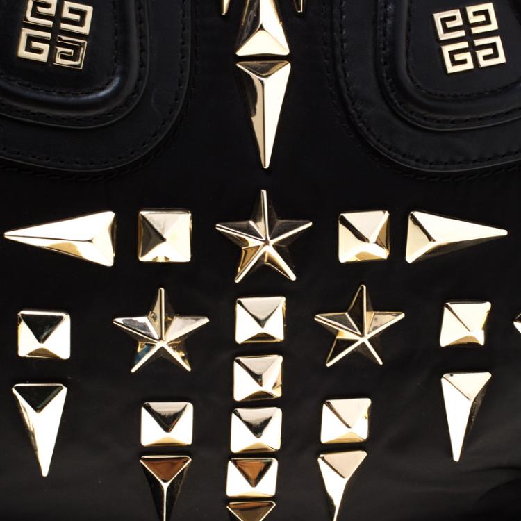 Pre Owned Givenchy Black Nylon and Leather Medium Studded Nightingale Tote