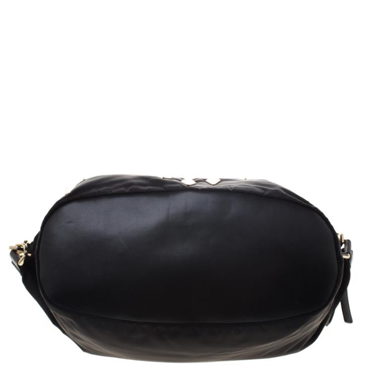 Pre Owned Givenchy Black Nylon and Leather Medium Studded Nightingale Tote