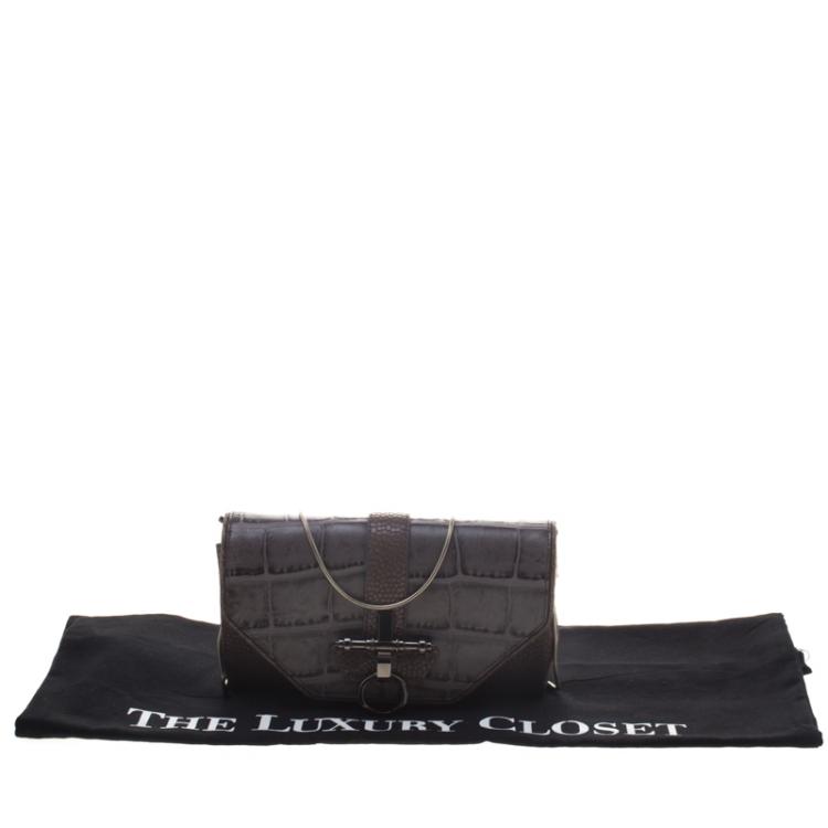 مملوكة مسبقًا Givenchy Grey/Beige Croc and Lizard Embossed Leather Obsedia Shoulder Bag