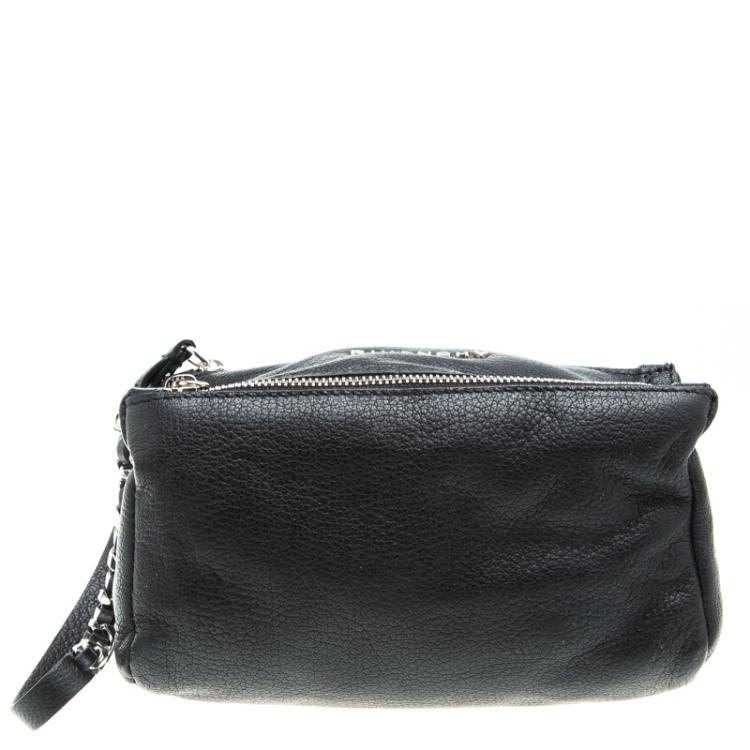 Pre Owned Givenchy Black Leather Pandora Wristlet Clutch