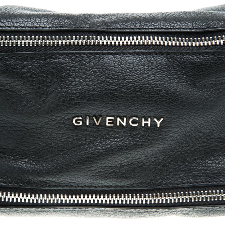 Pre Owned Givenchy Black Leather Pandora Wristlet Clutch