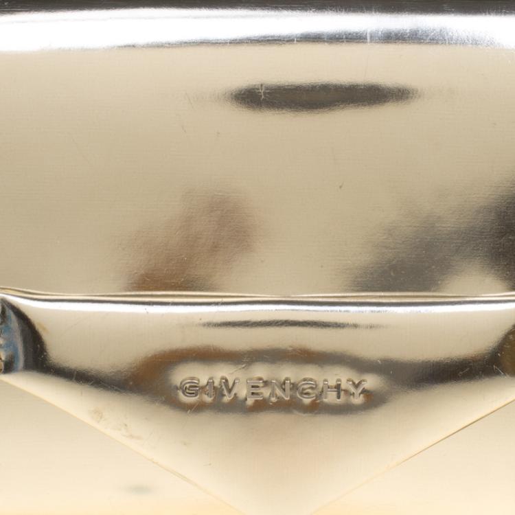 Pre Owned Givenchy Gold Patent Leather Antigona Enveloped Clutch