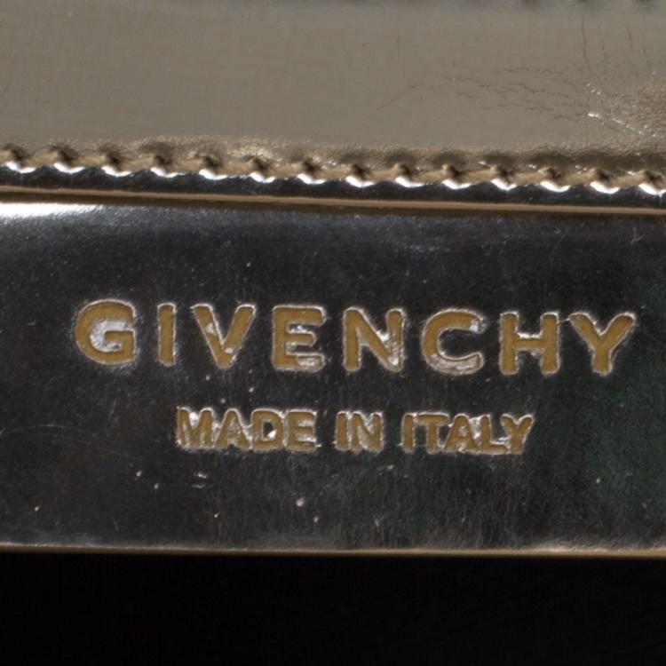 Pre Owned Givenchy Gold Patent Leather Antigona Enveloped Clutch