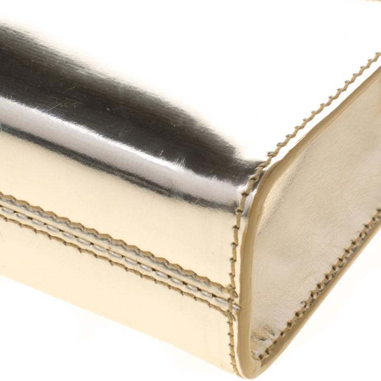 Pre Owned Givenchy Gold Patent Leather Antigona Enveloped Clutch