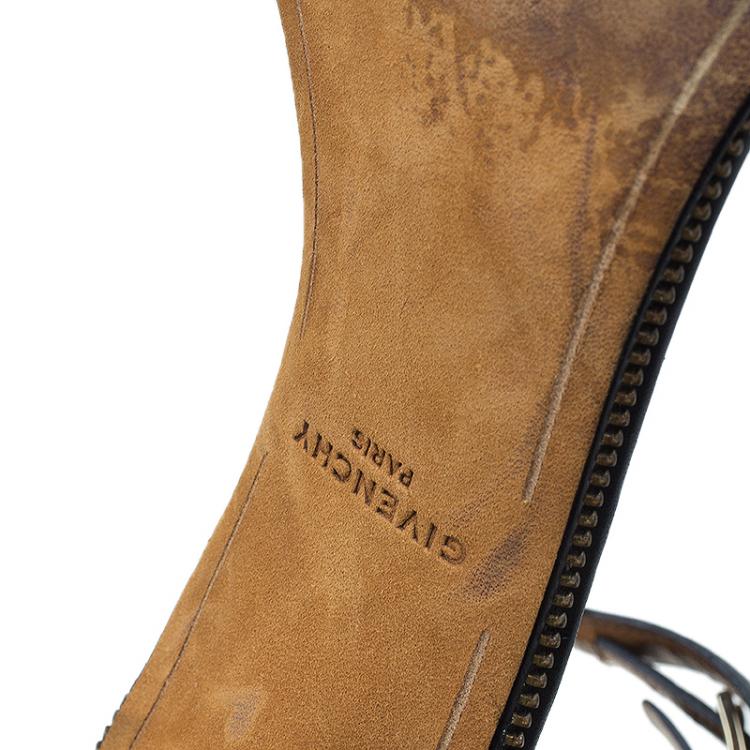 Pre Owned Givenchy Black Leather Nadia Ankle Strap Sandals Size 37