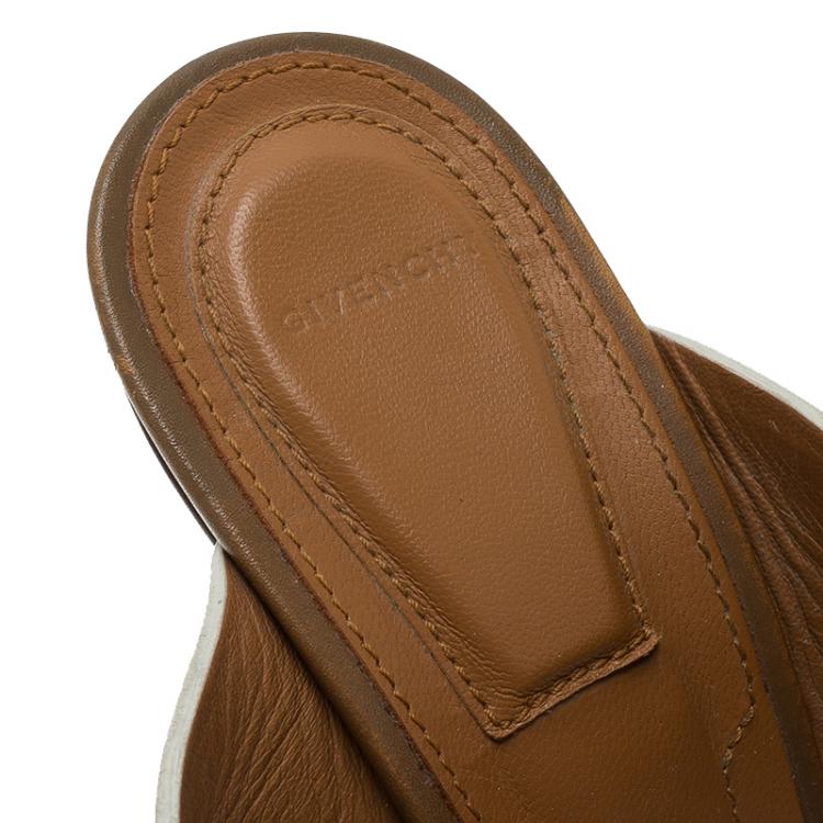 Pre Owned Givenchy Two Tone Leather Ankle Strap Wedge Sandals Size 41