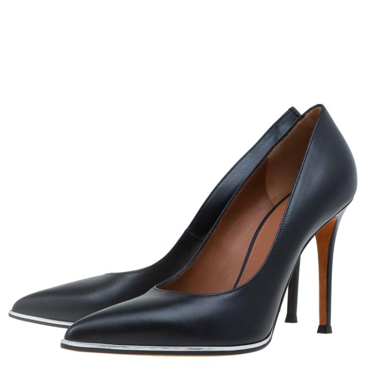 Pre Owned Givenchy Black Leather Lia Pointed Toe Pumps Size 37.5