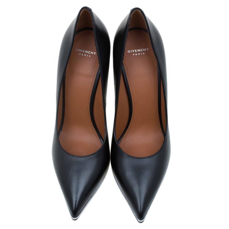 Pre Owned Givenchy Black Leather Lia Pointed Toe Pumps Size 37.5