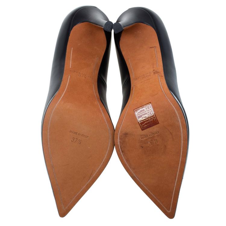 Pre Owned Givenchy Black Leather Lia Pointed Toe Pumps Size 37.5