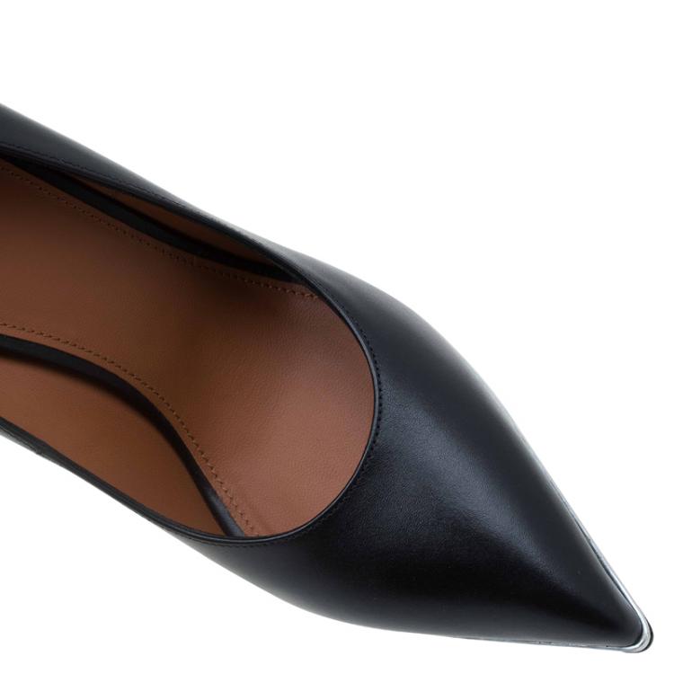 Pre Owned Givenchy Black Leather Lia Pointed Toe Pumps Size 37.5